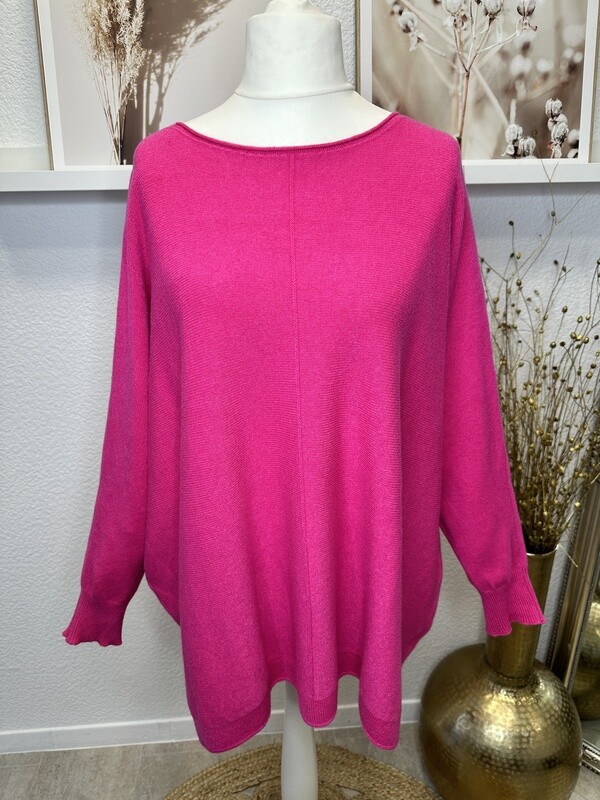 Esvivid Oversize Feinstrickpullover mit Biese vorne und hinten in Pink