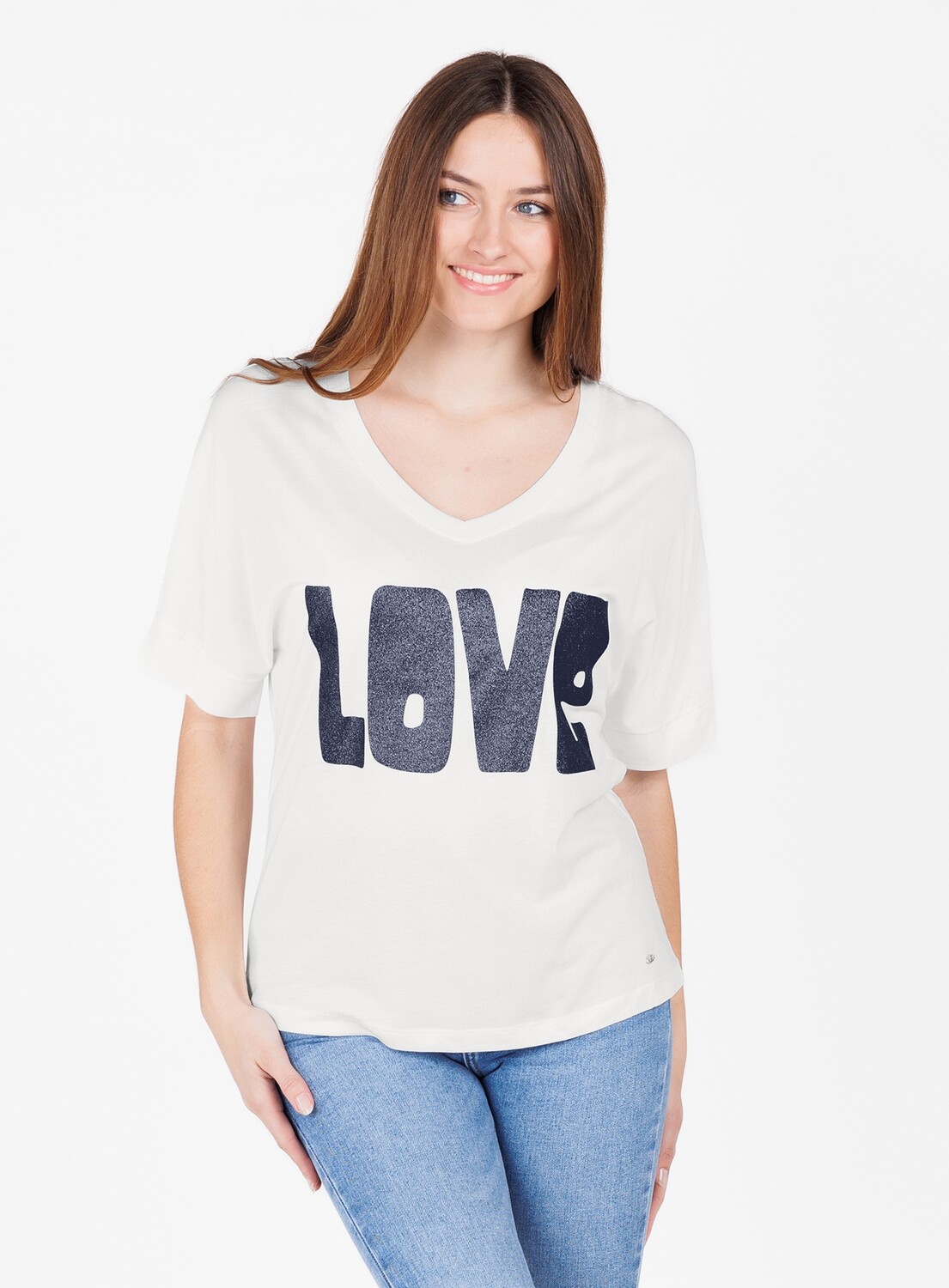 KeyLargo T-Shirt mit Brustprint "LOVE" in Glitzer - Weiss