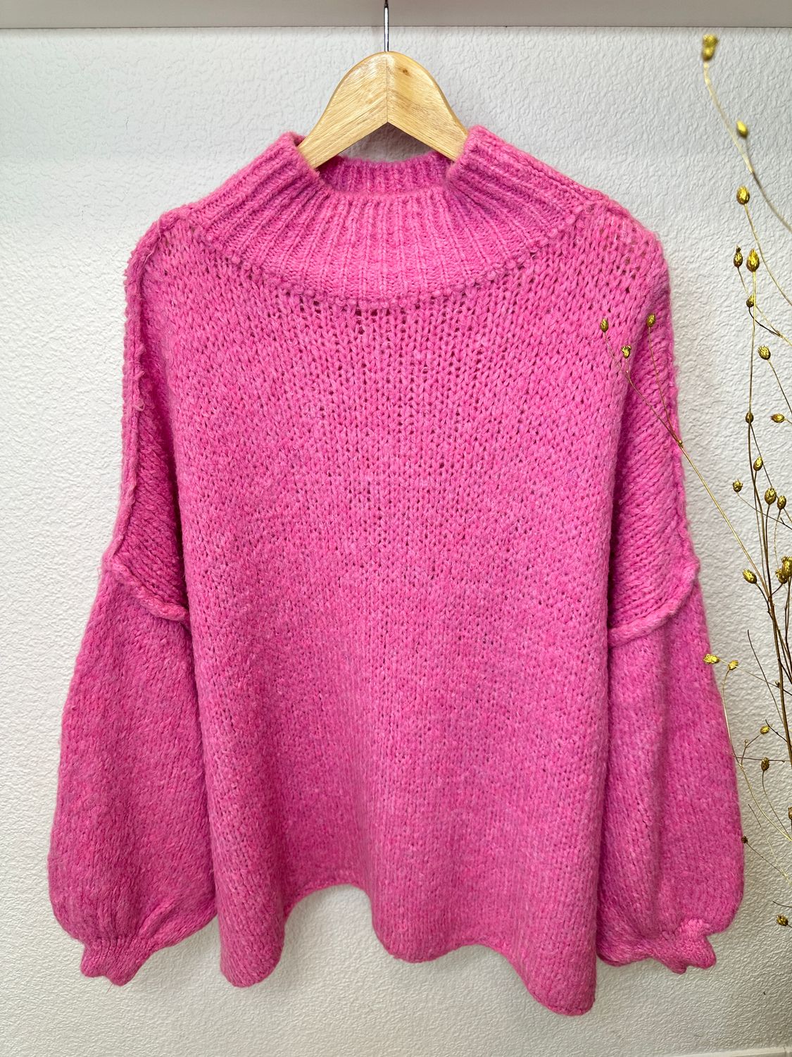 Weicher Strickpullover mit Turtleneck in Candypink