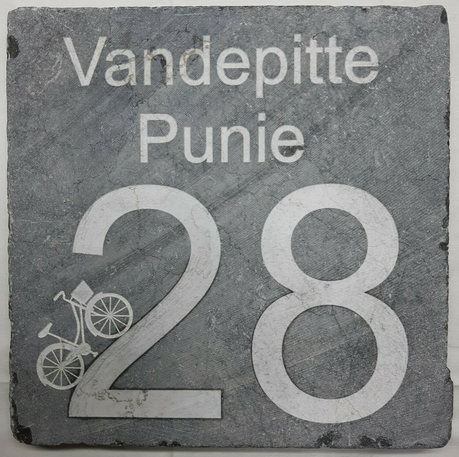 Gelakte natuursteen tegel 40 x 40 cm met afbeelding / tekst naar keuze