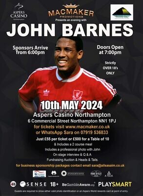 Tickets, John Barnes 10th May 2024