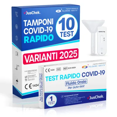 10 Test rapidi salivari antigene Covid-19 JusChek 10 Test rapidi salivari antigene Covid-19 JusChek