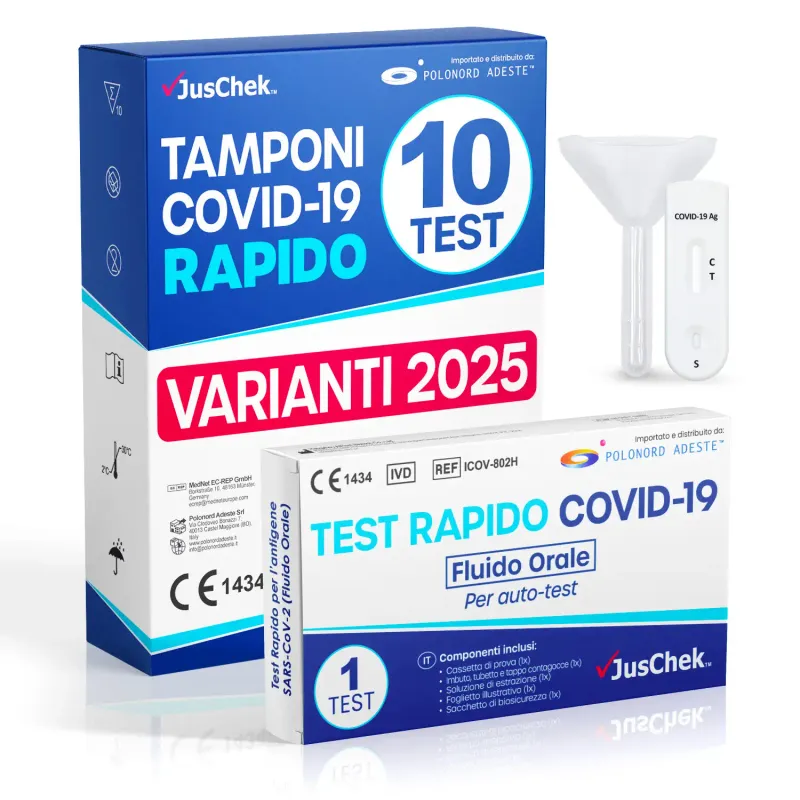 10 Test rapidi salivari antigene Covid-19 JusChek 10 Test rapidi salivari antigene Covid-19 JusChek