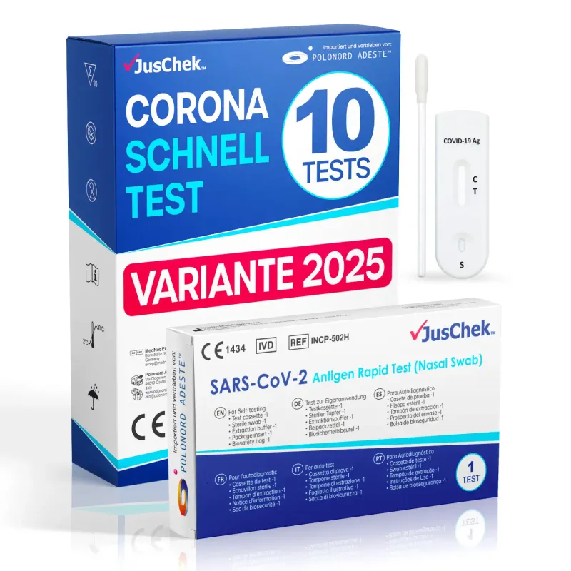 Juschek 10er COVID-19 Nasen Schnelltests für Zuhause