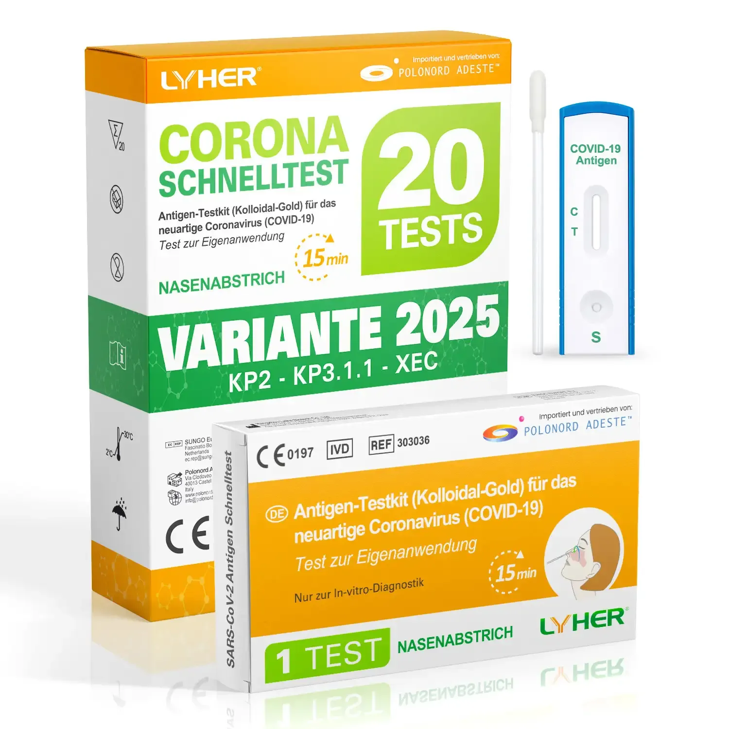 Lyher 20er COVID-19 Nasen Schnelltests für Zuhause