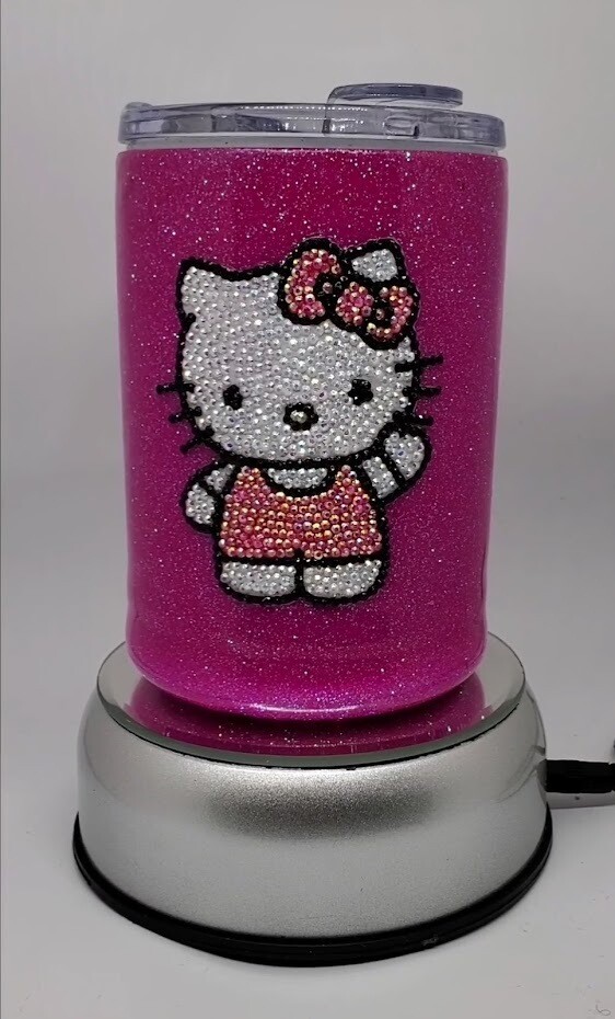 Blinged Hello Kitty with Glitter Back Ground- Pink