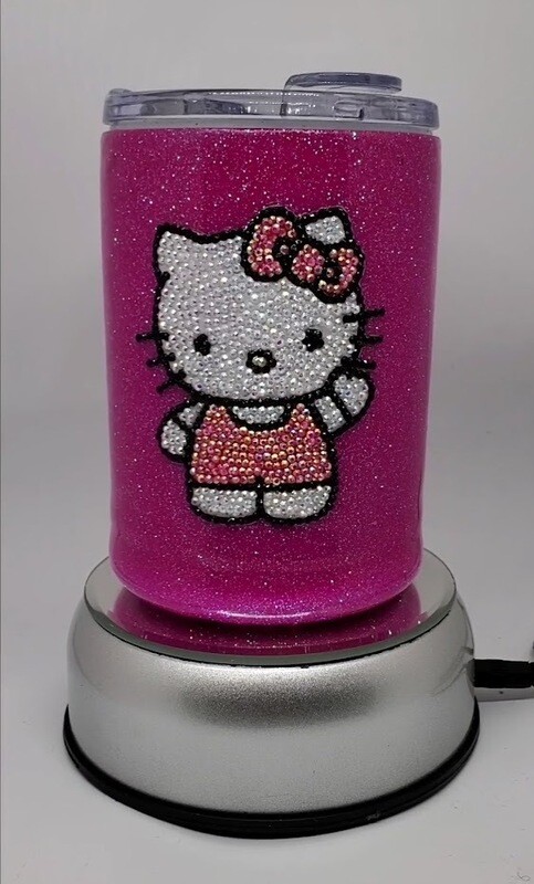 Blinged Hello Kitty with Glitter Back Ground- Pink