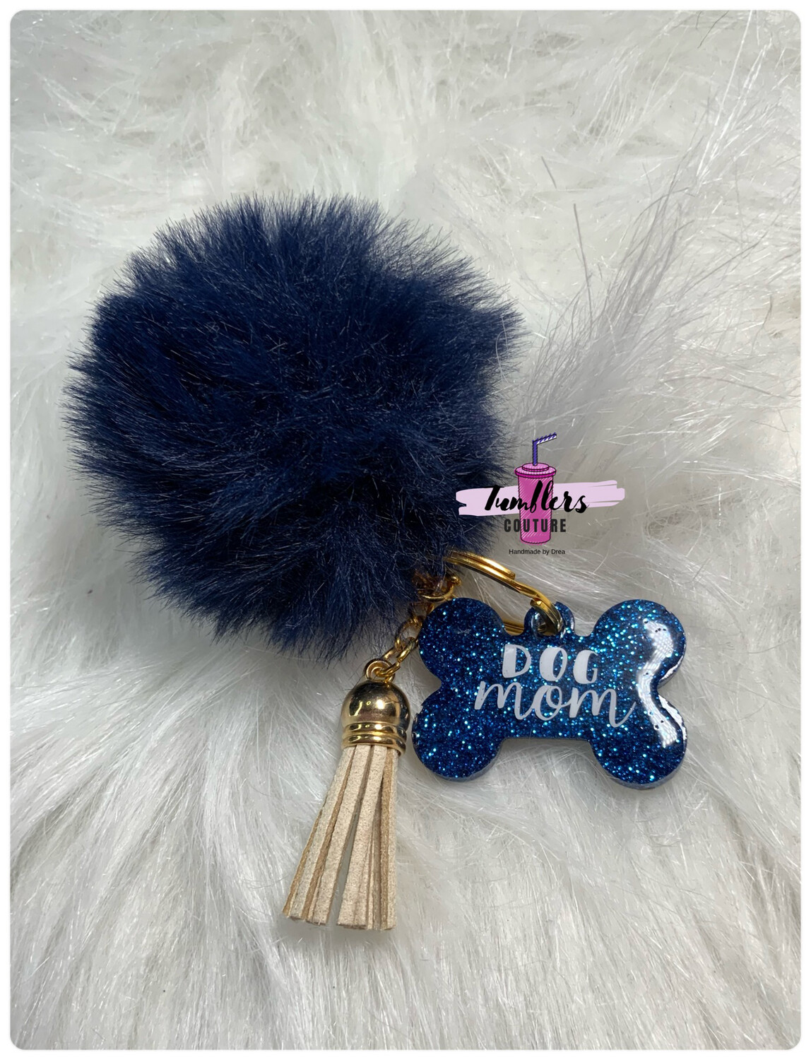 Keychain with Puffer And Tassel