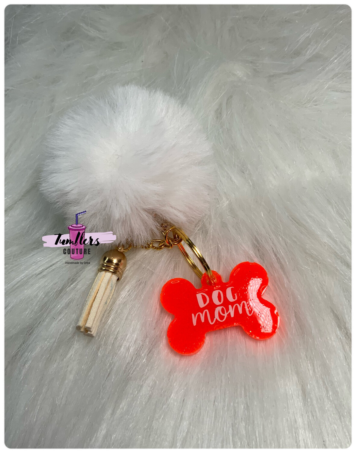 Keychain with Puffer And Tassel