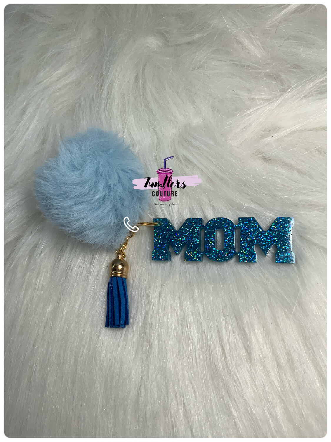 Keychain with Puffer And Tassel