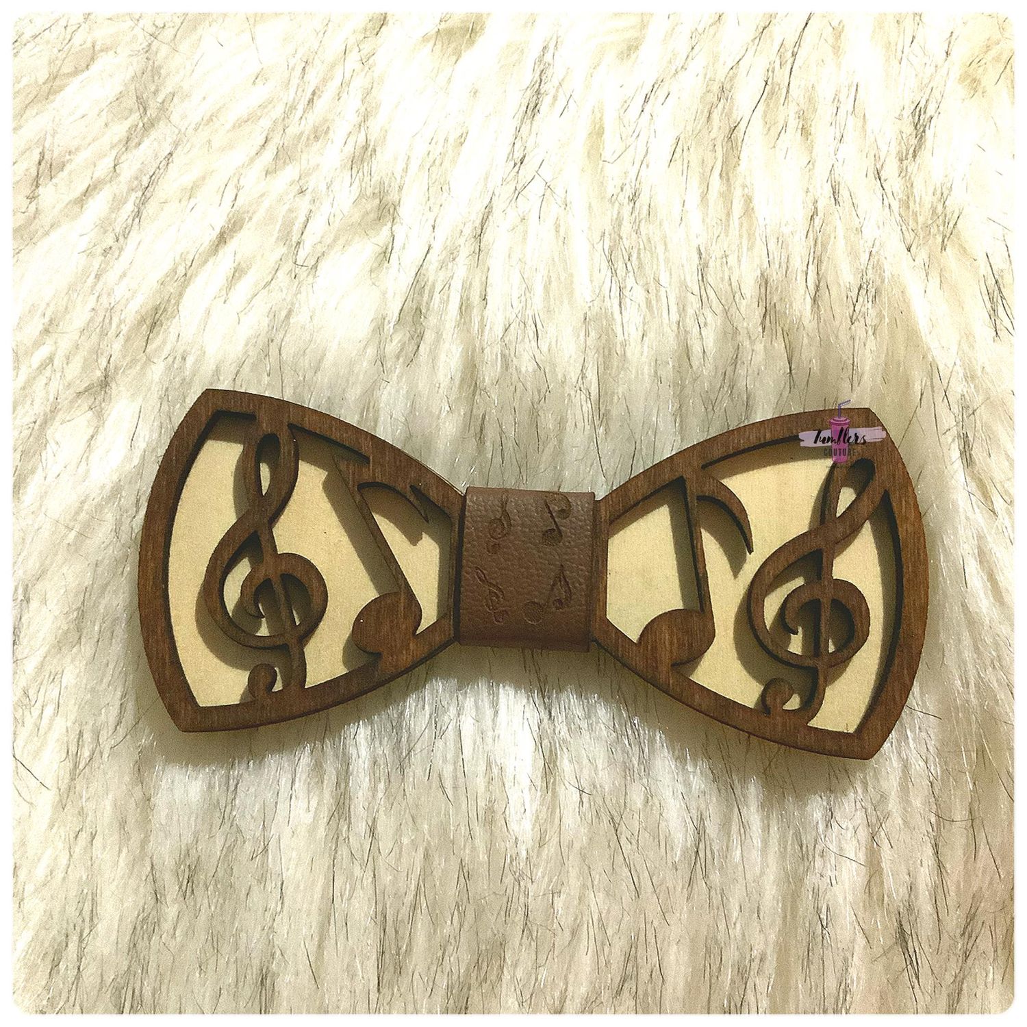 Wooden Bowtie - Music Notes