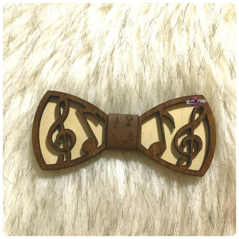 Wooden Bowtie - Music Notes