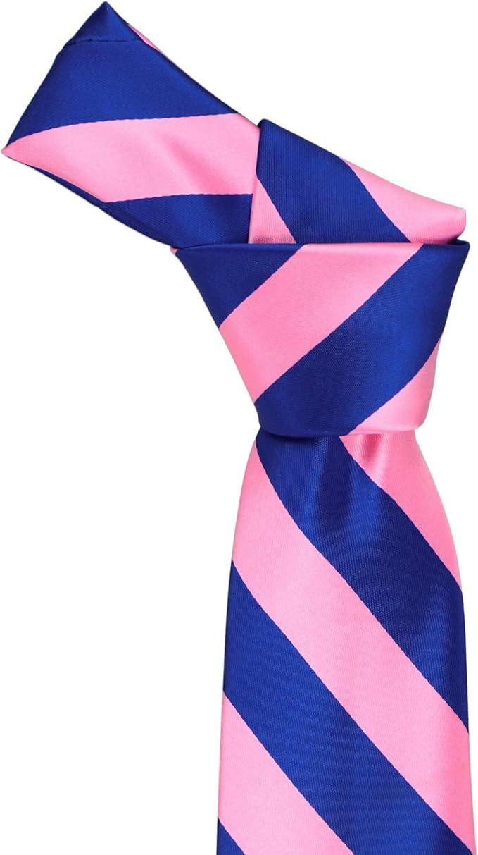 Pink and Blue Striped Ruffle Tie