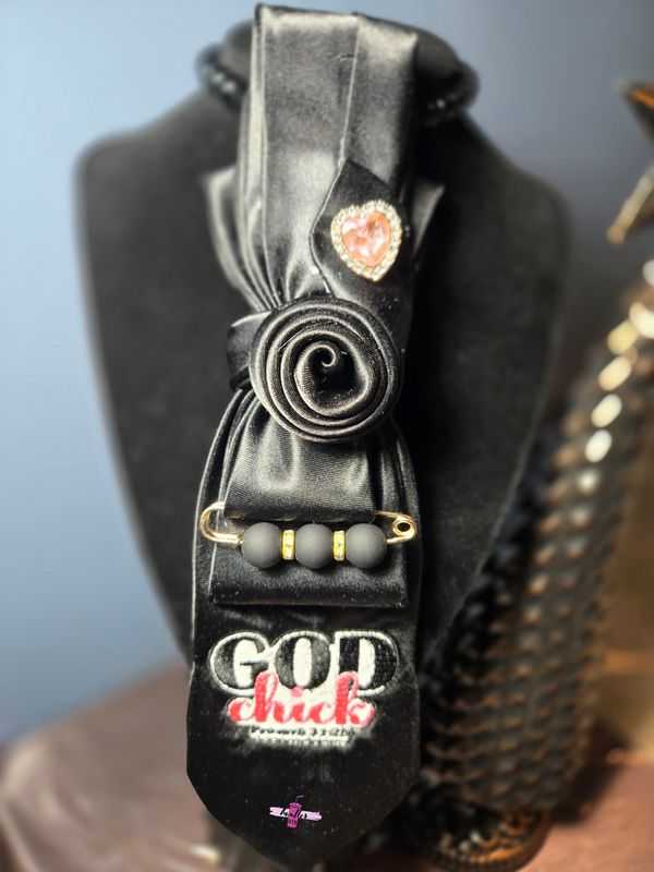 God Chick _ Embroidered Tie