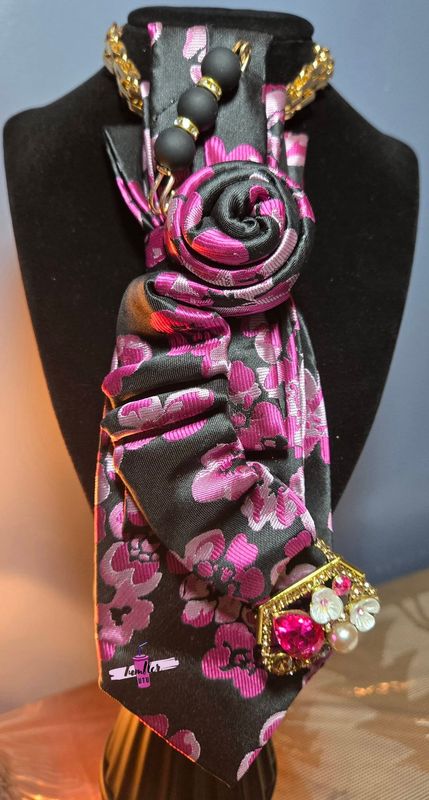 Black Fucia Flowered Tie