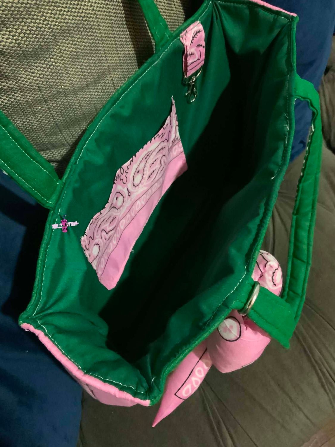 Mini Bandana Tote Pink and Green