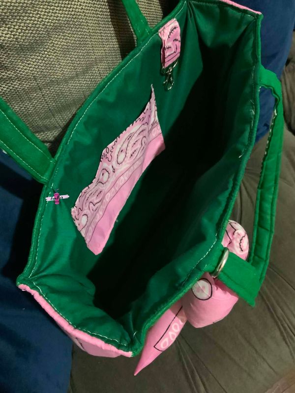 Mini Bandana Tote Pink and Green