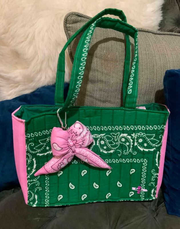 Mini Bandana Tote Pink and Green