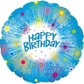 17" Happy Birthday Fireworks Balloon
