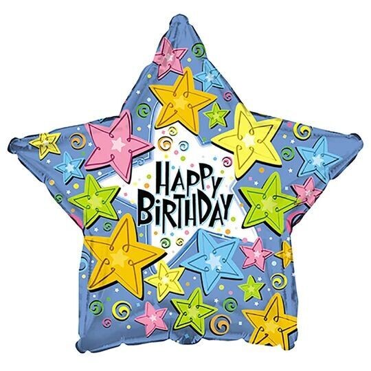 17" Happy Birthday Star Balloon