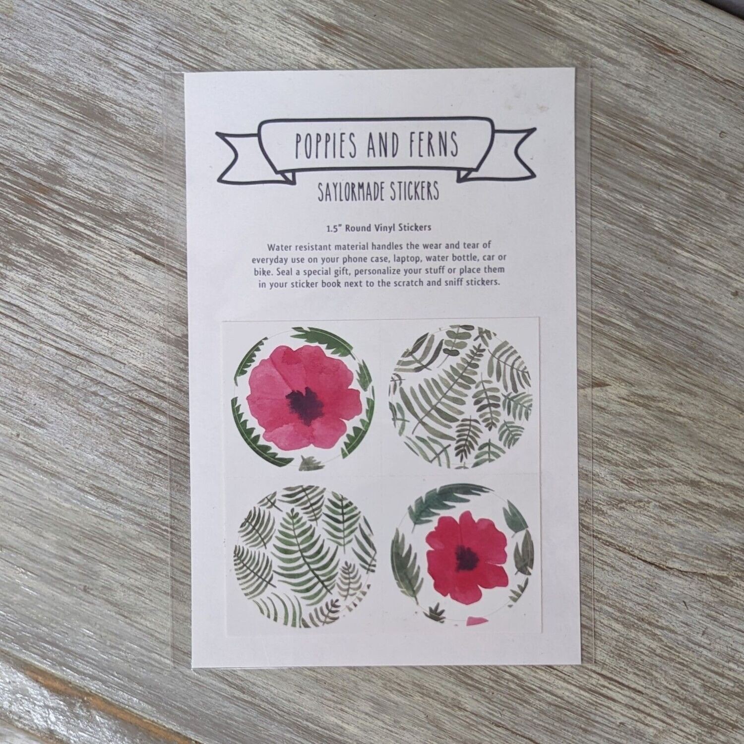 Poppies and Ferns Sticker Set