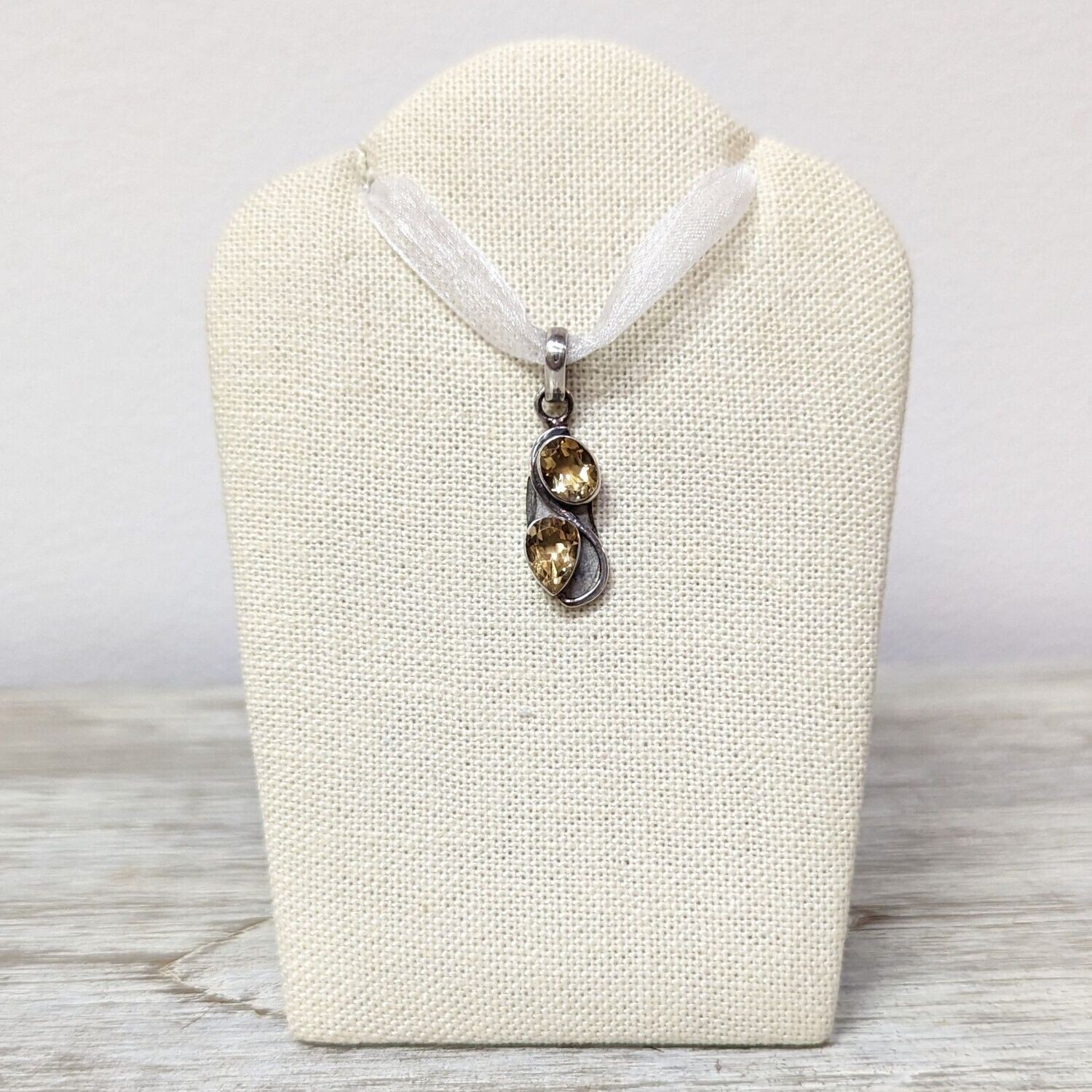 Sterling Silver Citrine Oval and Teardrop Pendant