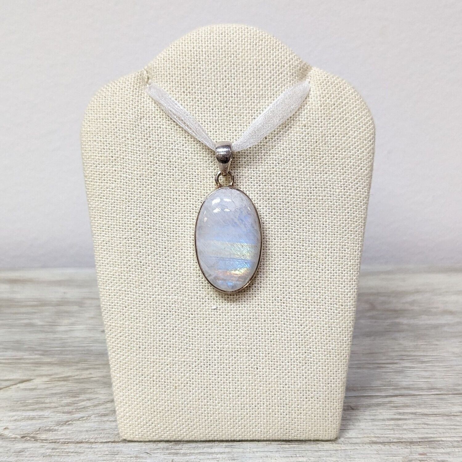Sterling Silver Moonstone Oval Pendant