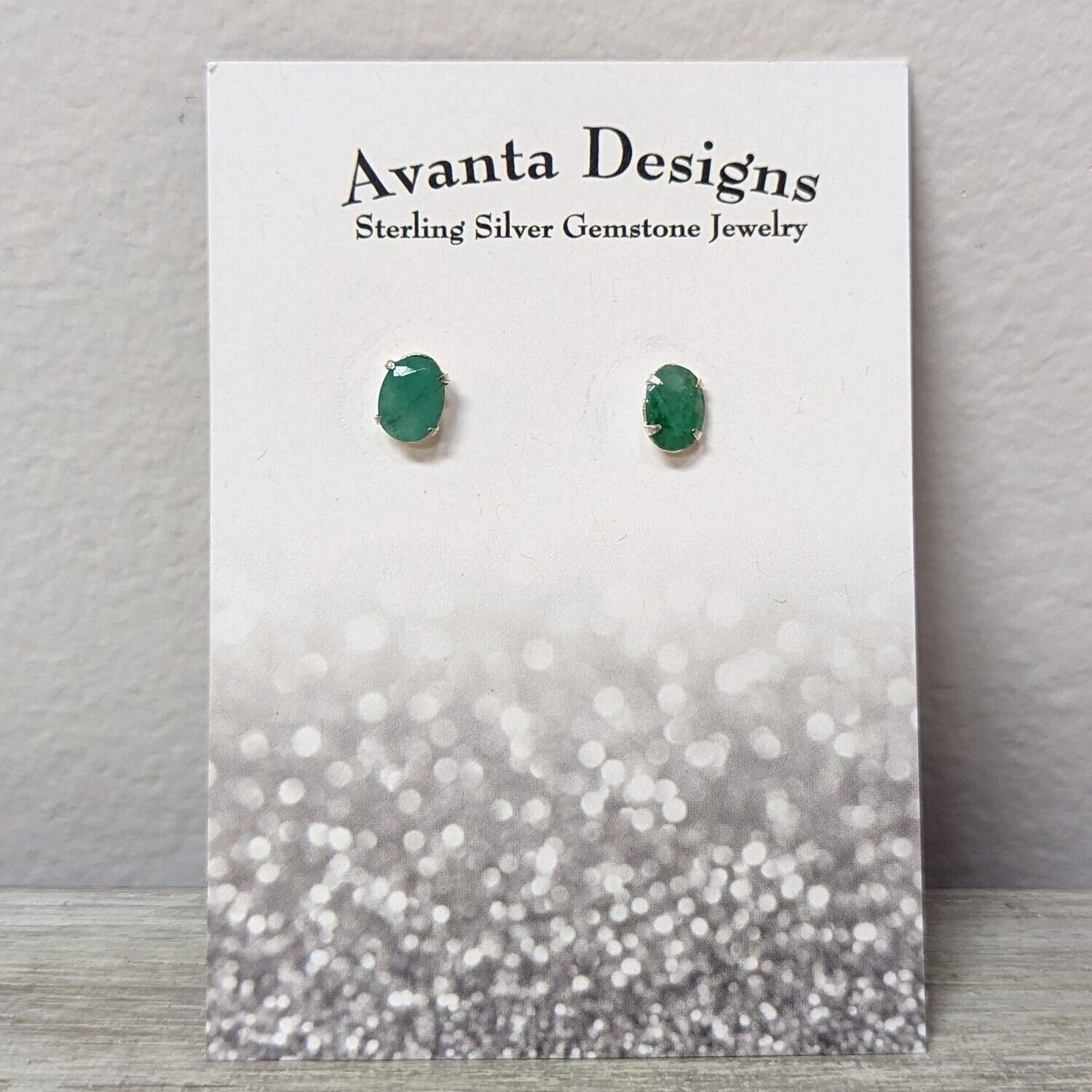 Sterling Silver Green Chalcedony Studs