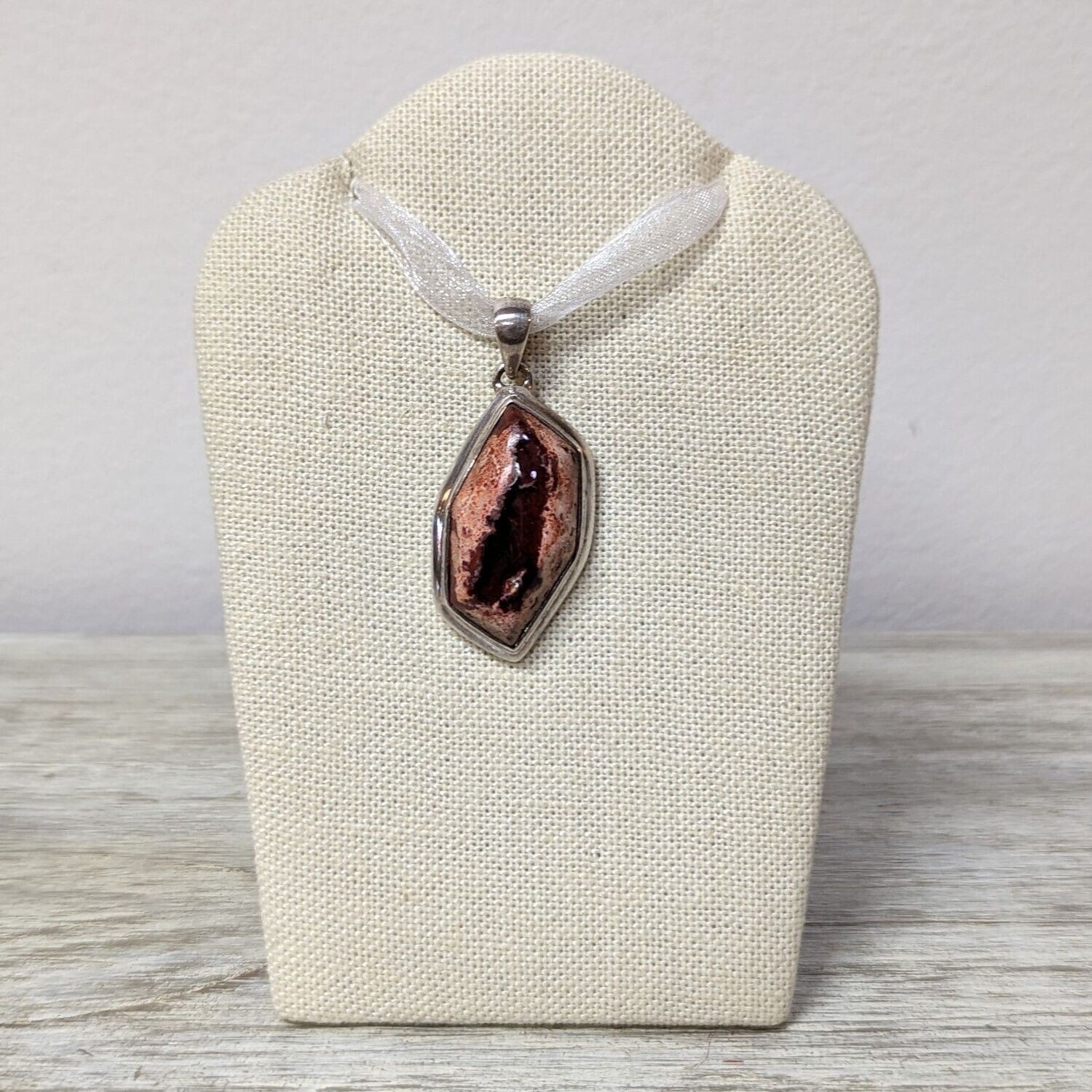 Sterling Silver Fire Agate Pointed Oval Pendant
