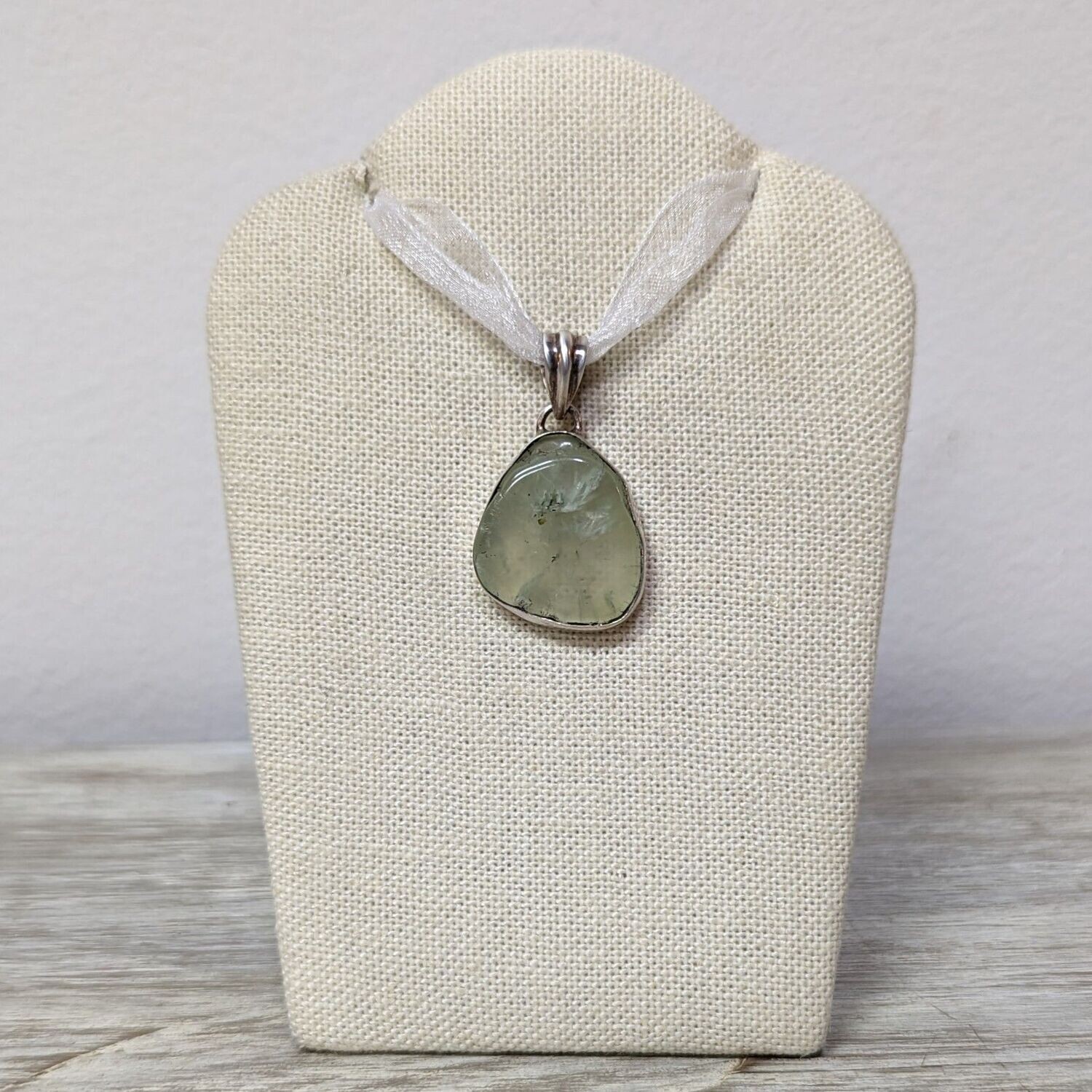 Sterling Silver Prehnite Slice Pendant