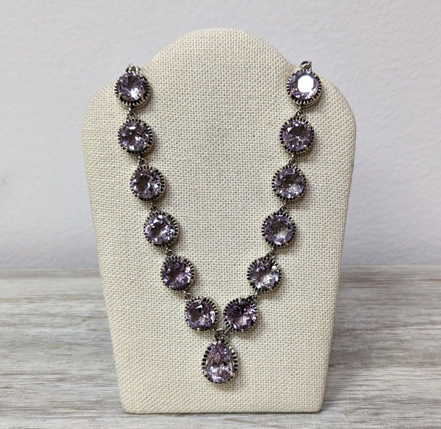 18" Sterling Silver Pink Amethyst Necklace