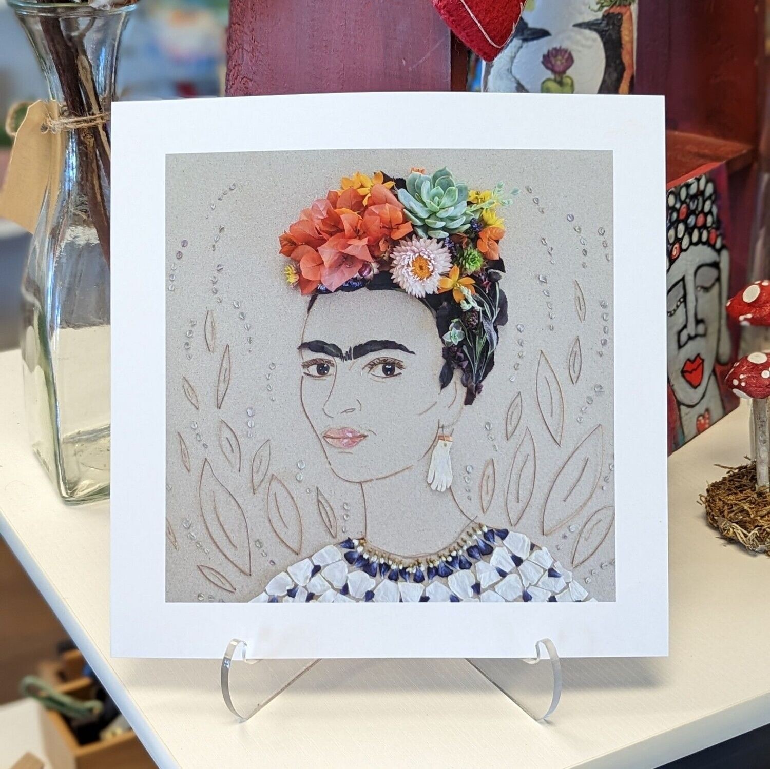Frida Kahlo Flower Print (10x10)