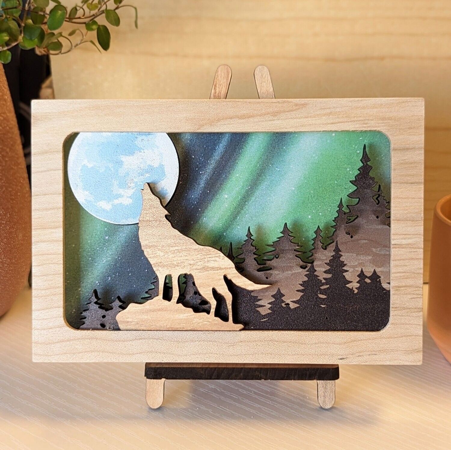 Wolf Shadow Box and Easel
