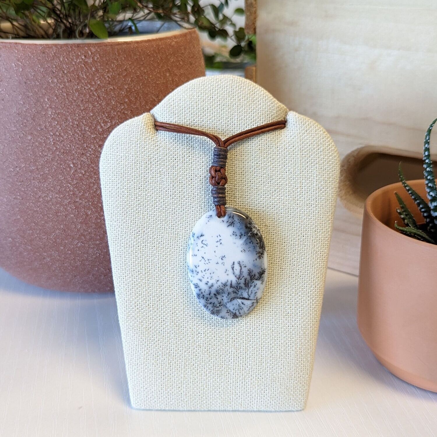 22" Dendritic Opal Necklace