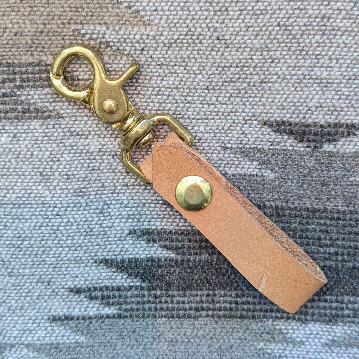 Tan Repurposed Leather Key Fob (Brass Hardware)