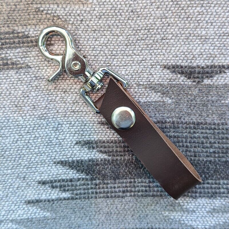 Brown Repurposed Leather Key Fob (Chrome Hardware)