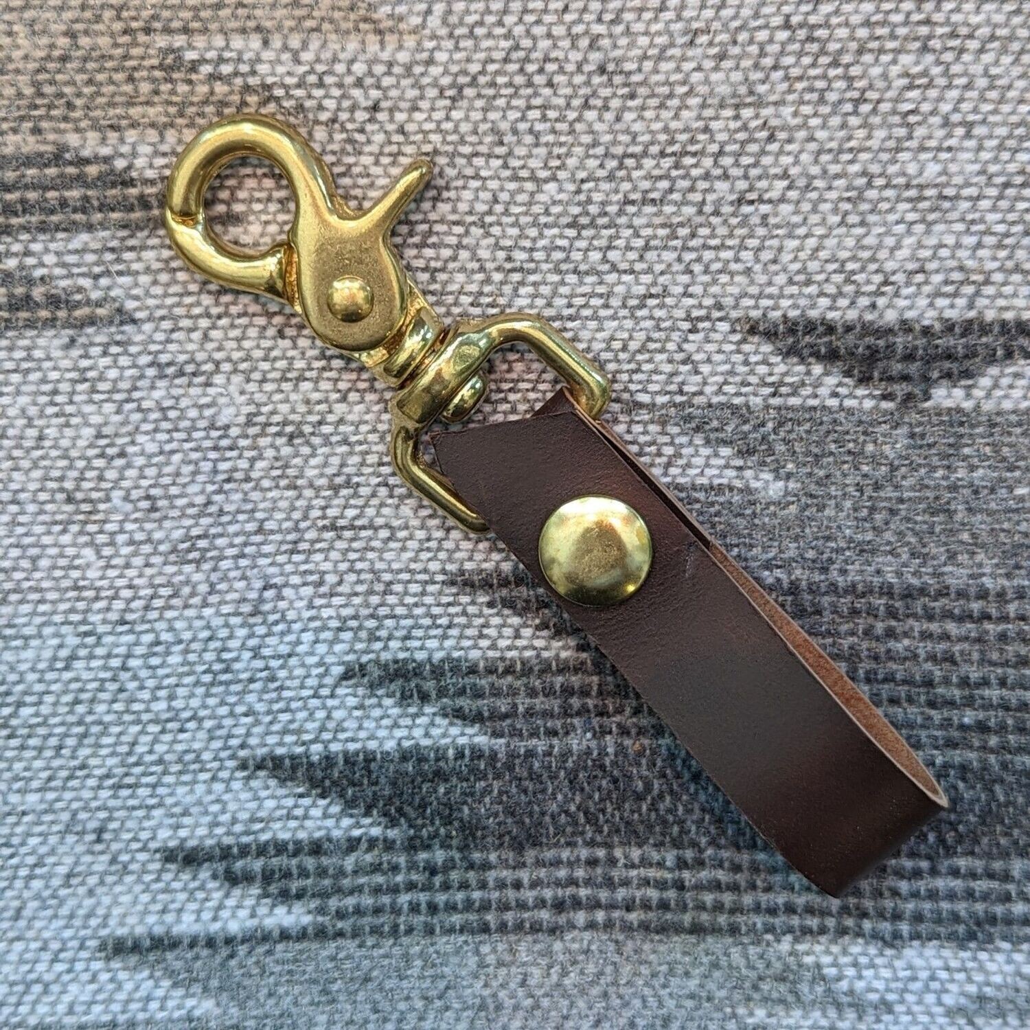 Brown Repurposed Leather Key Fob (Brass Hardware)