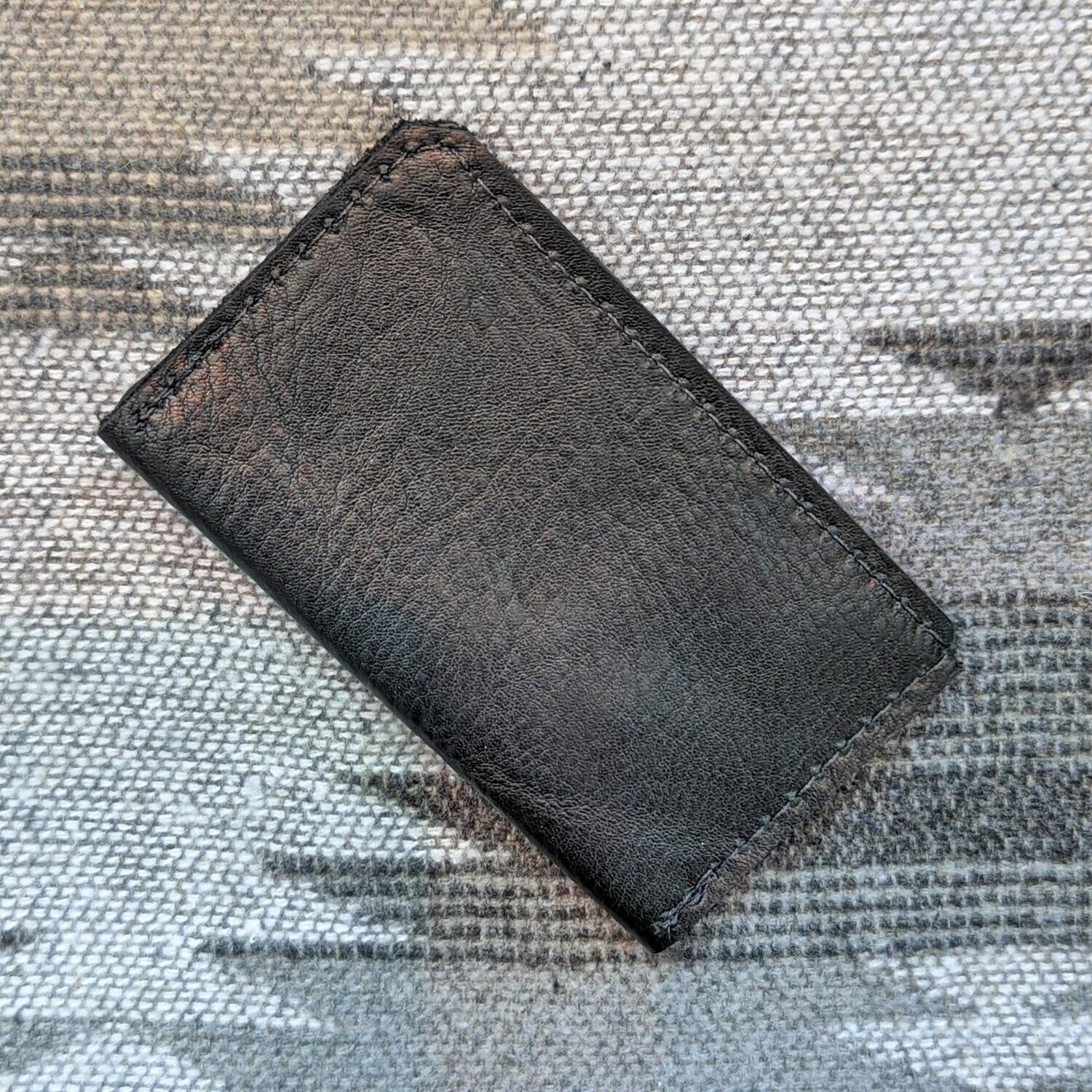 Black Repurposed Leather Folding Card Holder