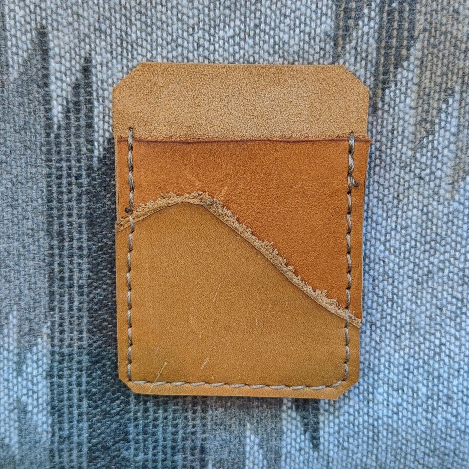 Light Brown Repurposed Leather Vertical Card Holder