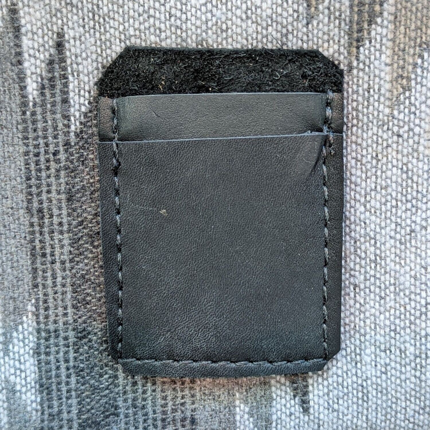 Black Repurposed Leather Vertical Card Holder