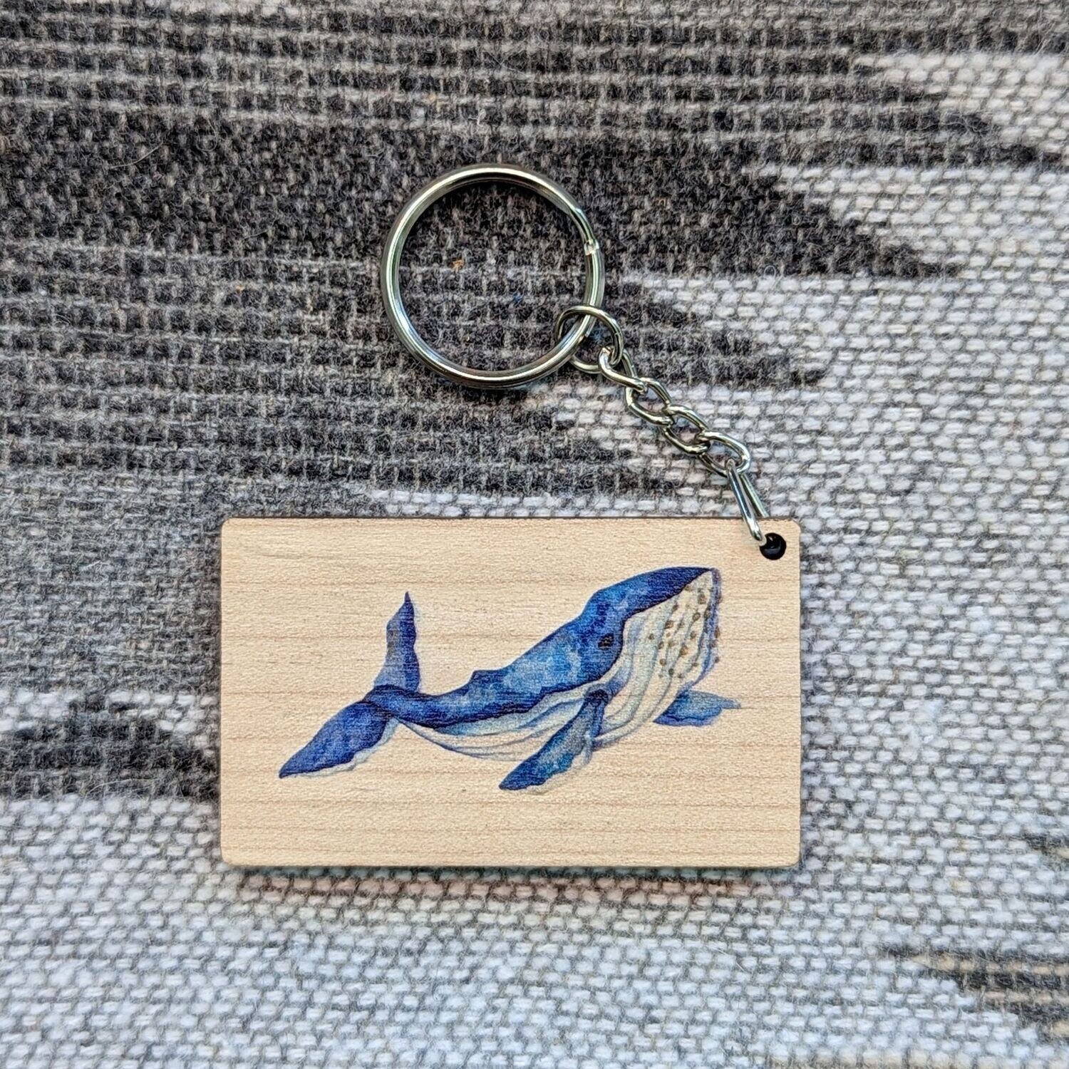 Wood Humpback Whale Keychain