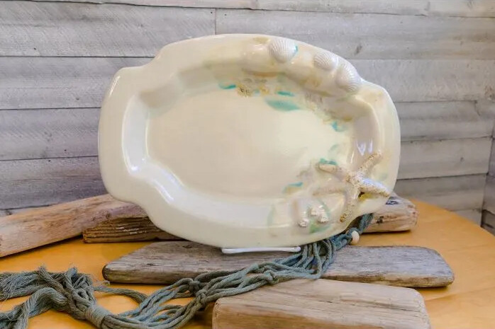 Small Ocean Pottery Platter (Sand)