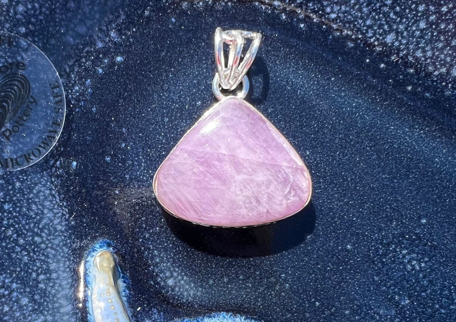 Sterling Silver Rounded Triangle Kunzite Pendant