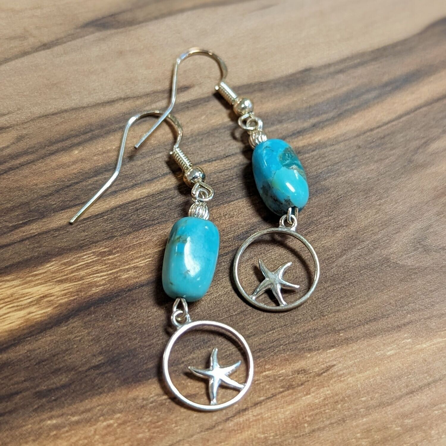 Sterling Silver Turquoise and Starfish Earrings