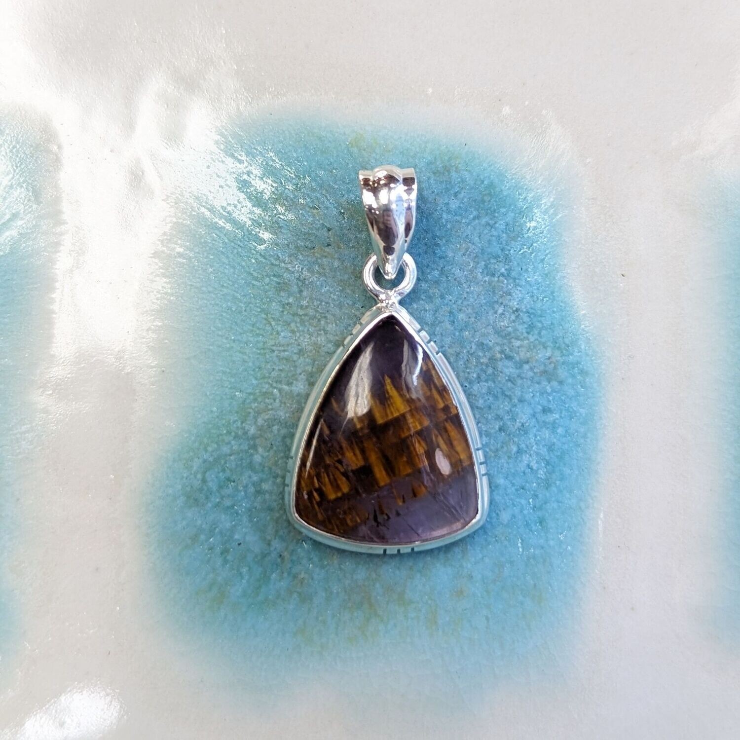 Sterling Silver Triangle Cacoxenite Pendant