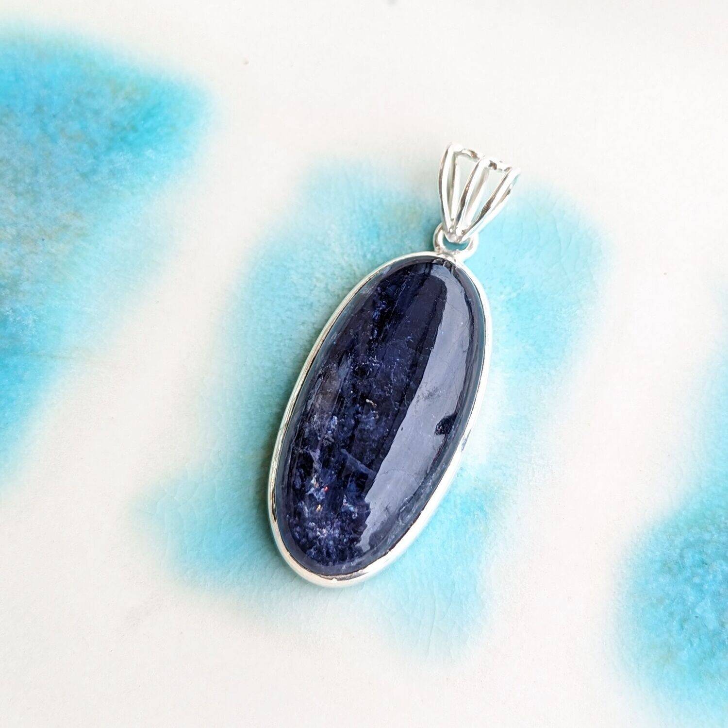 Sterling Silver oval Iolite Pendant