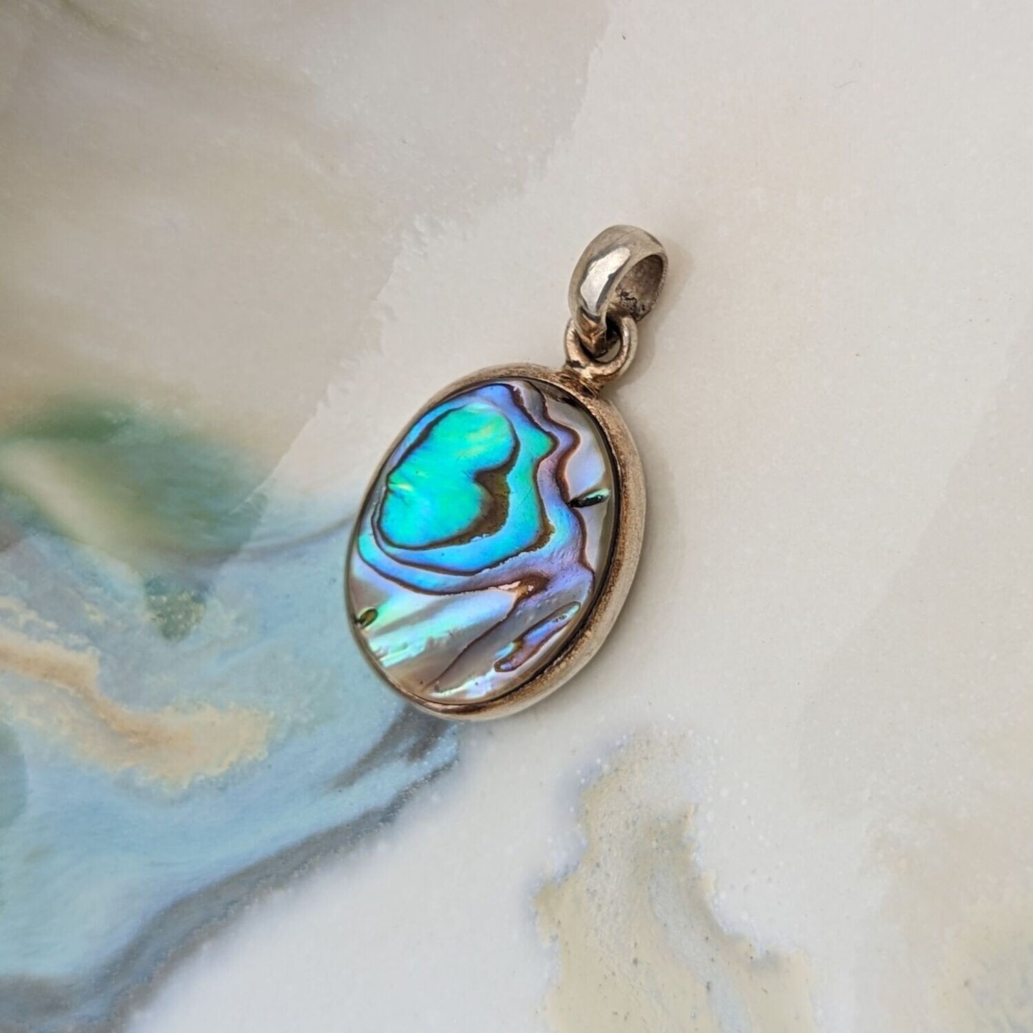 Sterling Silver Oval Abalone Pendant (Small)