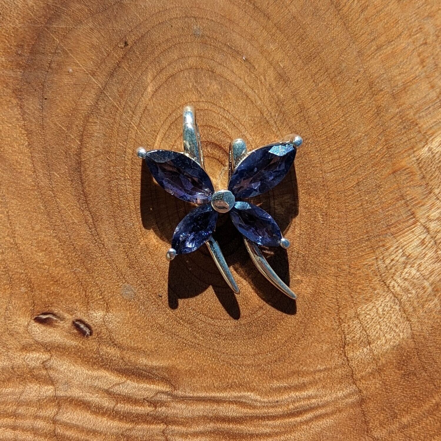 Sterling Silver Iolite Butterfly Pendant