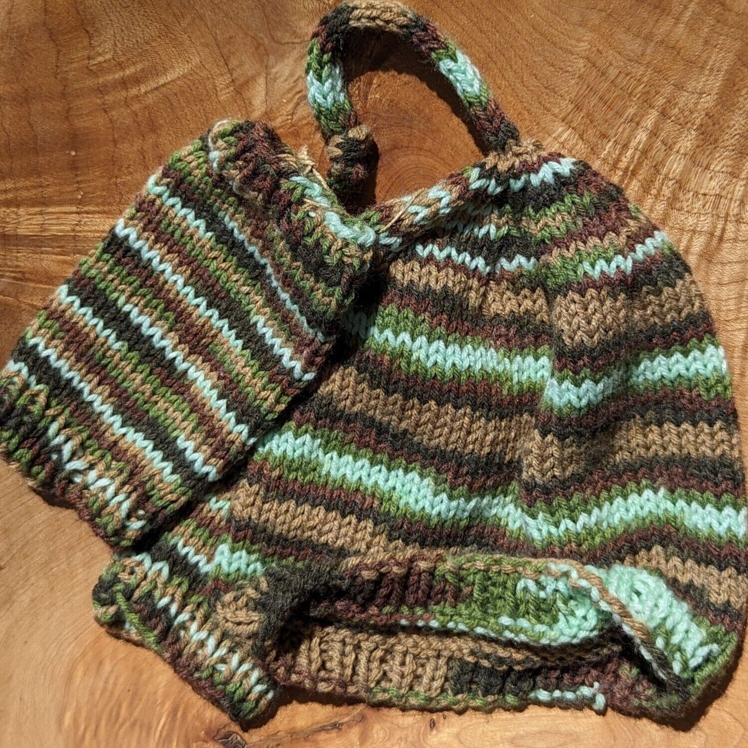 Green and Brown Striped Baby Set