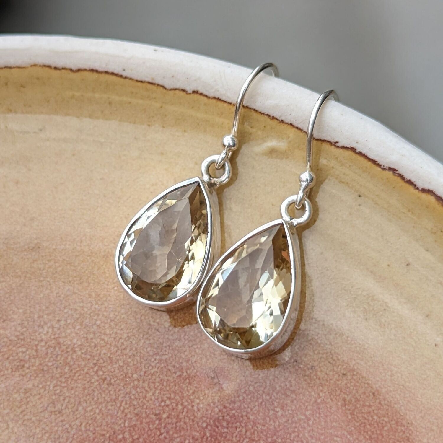 Sterling Silver Citrine Teardrop Earrings